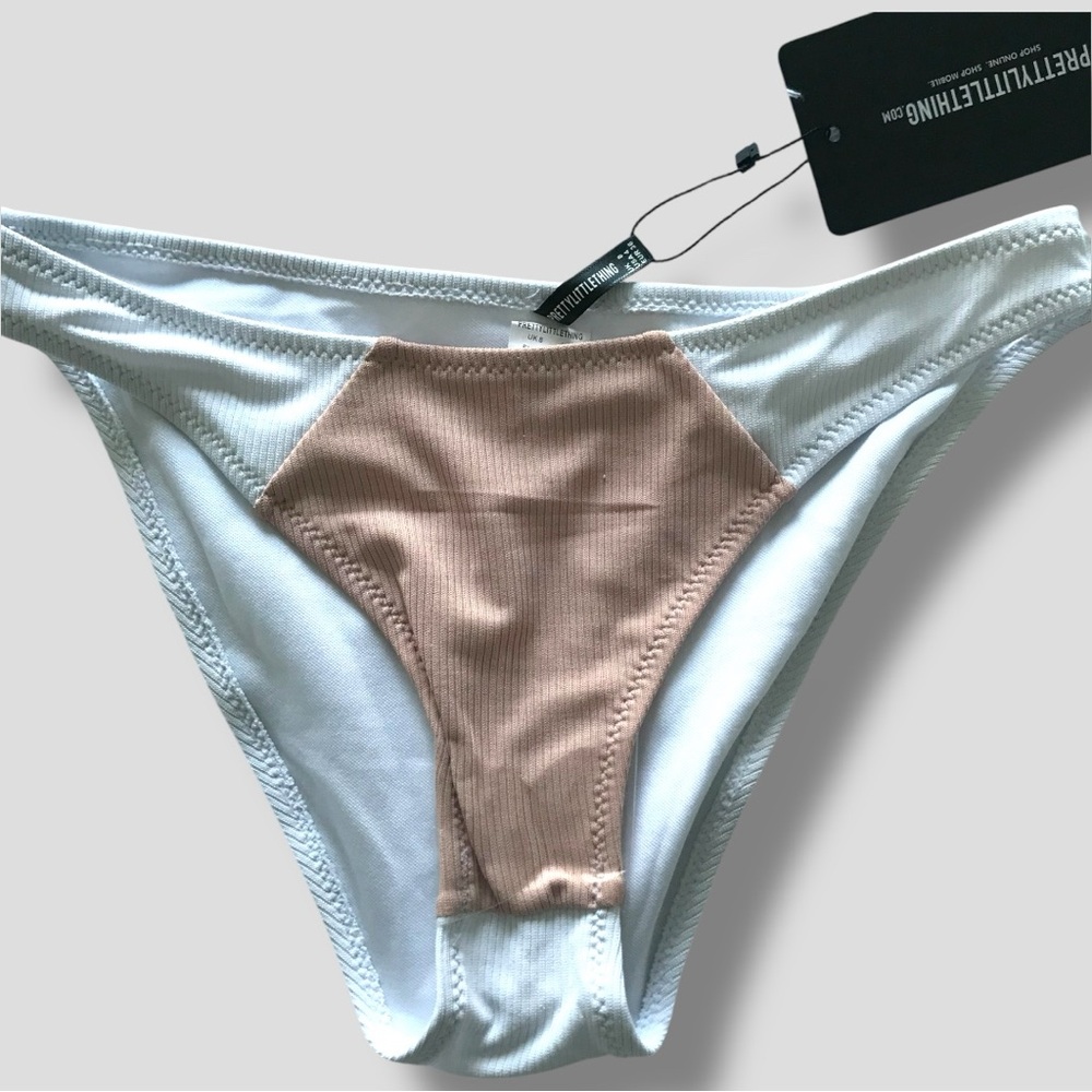 PrettyLittleThing Ribbed Two Tone Bikini NWT SIZE 4 - Picture 9 of 11